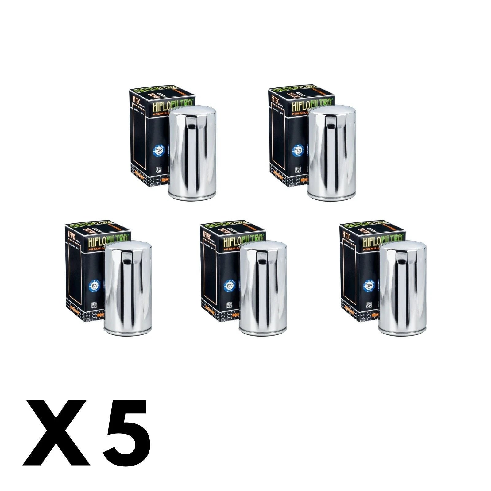 5 Pack Hiflo Chrome Oil Filter for Harley 1340 Dyna Super Glide 80/FXD 1995-1998