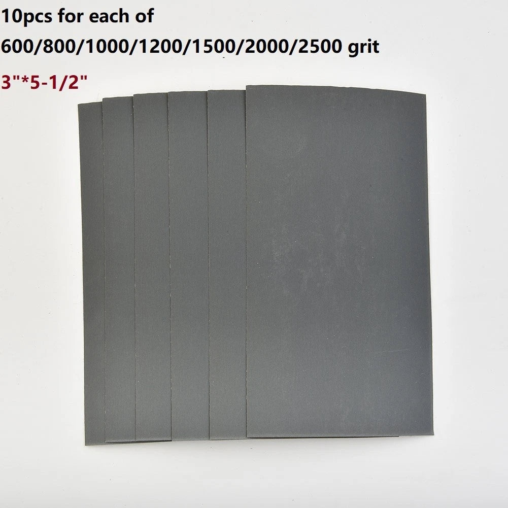 70pcs Sandpaper Wet Dry Abrasive Sanding Paper Sheets 600-2500 Grit Assortment