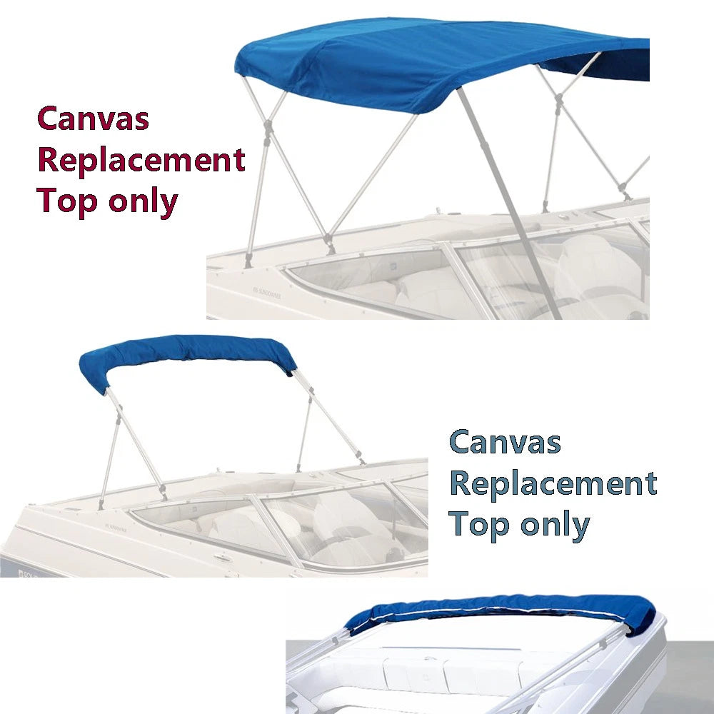 Bimini Top Boat Cover Canvas Fabric Blue with Boot Fits 3 BOW 72"L 54"H 54"-60"W