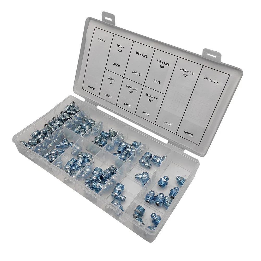 Nickel Plated Iron Grease Nipple Set 110 Pieces for Efficient Lubrication