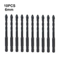 10pcs 6mm Drill Bits Tiles Wear-resistant Alloy Steel for Tile Brick Hex Shank