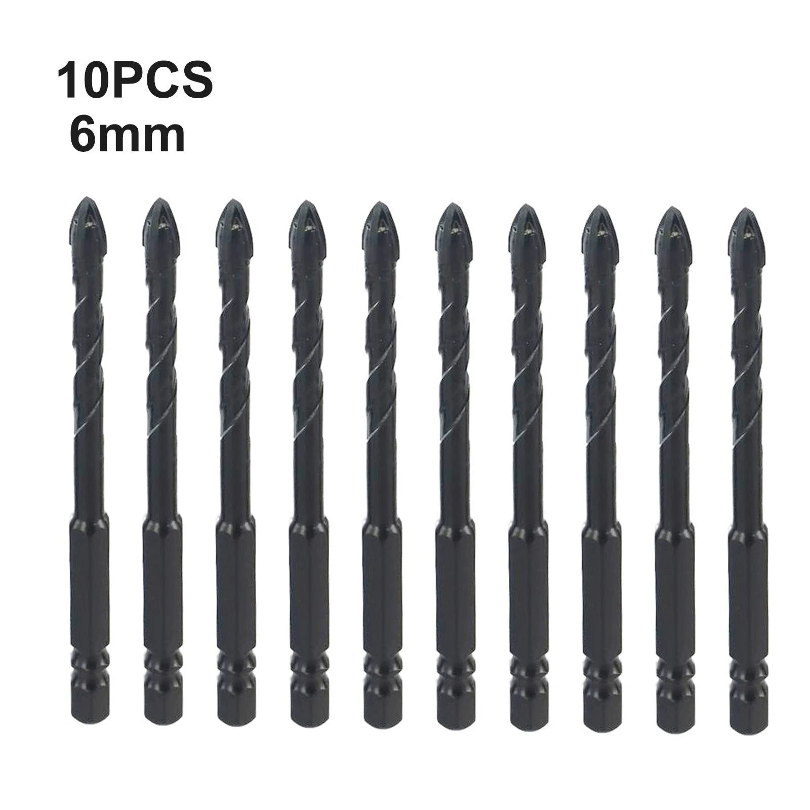 10pcs 6mm Drill Bits Tiles Wear-resistant Alloy Steel for Tile Brick Hex Shank