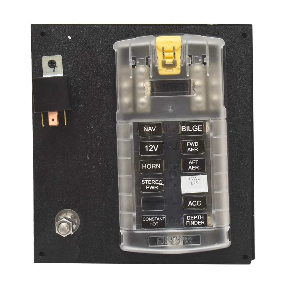 Boat Fuse Block Panel with Relay - 12-Position 12V DC 30A Starboard