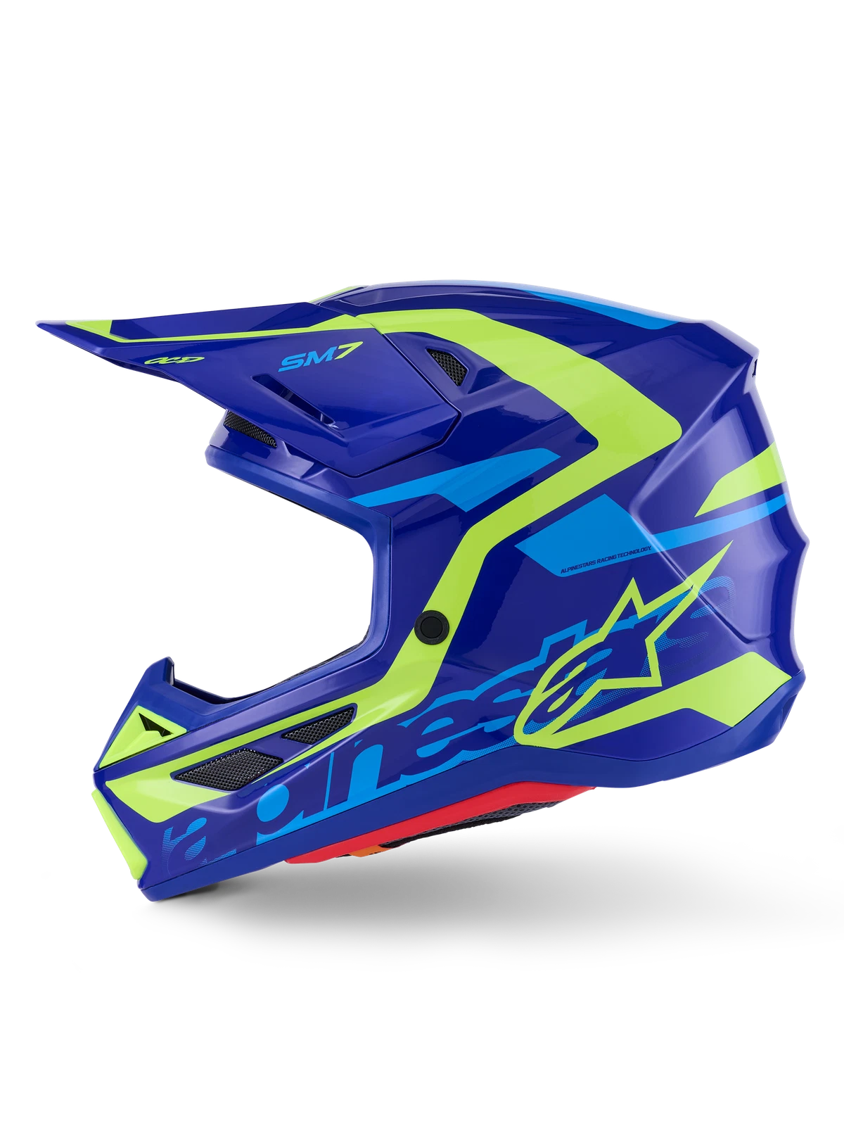 Alpinestars SM7 Deed Helmet Medium Blue/Yellow Fluo Gloss Offroad Motorcycle