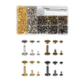 240 Sets Leather Rivets Double Cap Tubular Metal Studs Repair Tool for DIY Craft
