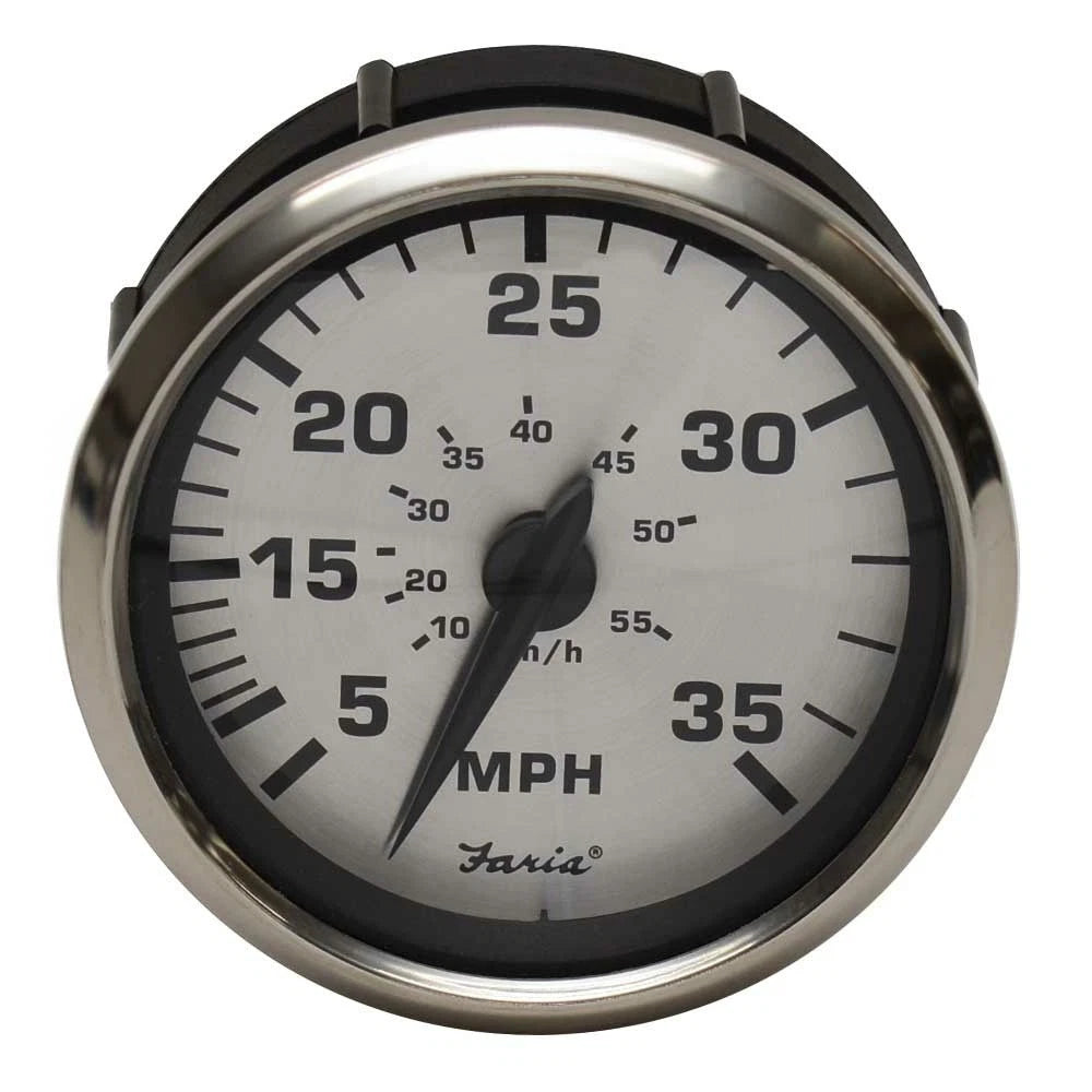 Faria Boat Speedometer Gauge SEK053A - Spun Silver 35 MPH 3 7/8 Inch