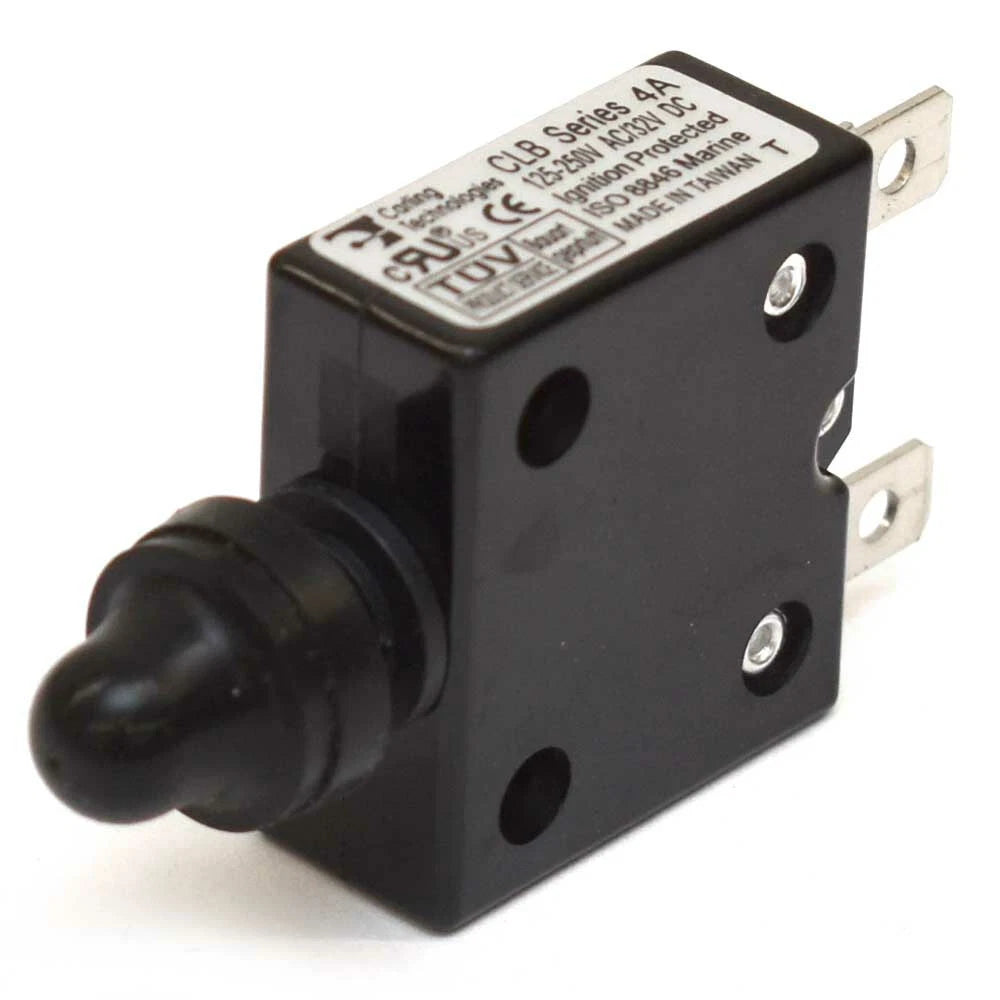 Carling Boat Push-To-Reset Circuit Breaker - CLB 4A 125V - 250V with Boot