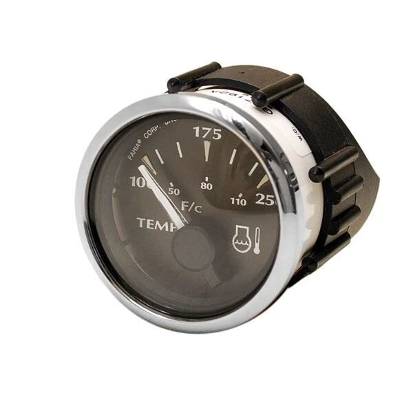 Faria Boat Temperature Gauge GP7192A - 2 Inch Silver Black
