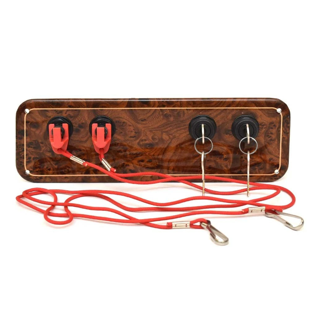 Maxum Boat Dual Ignition Switch Panel - Twin Engine Woodgrain