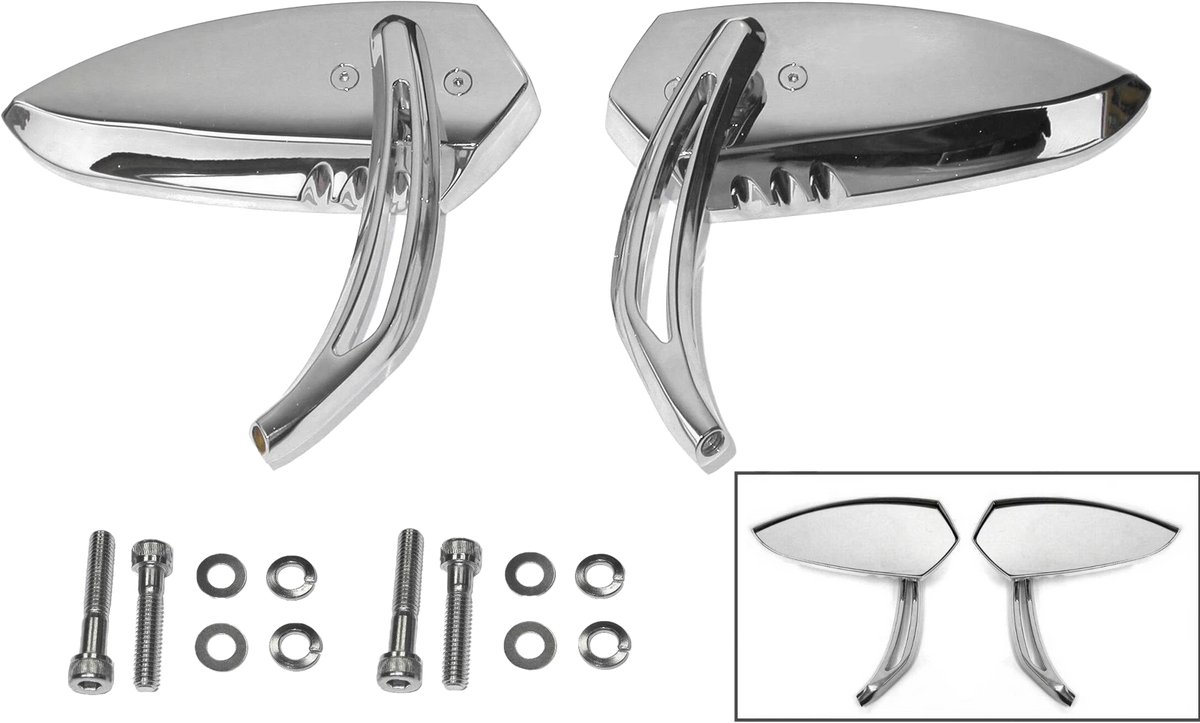 HARDDRIVE Strike Mirror Chrome Pr for V-Twin Motorcycles 2000-2023