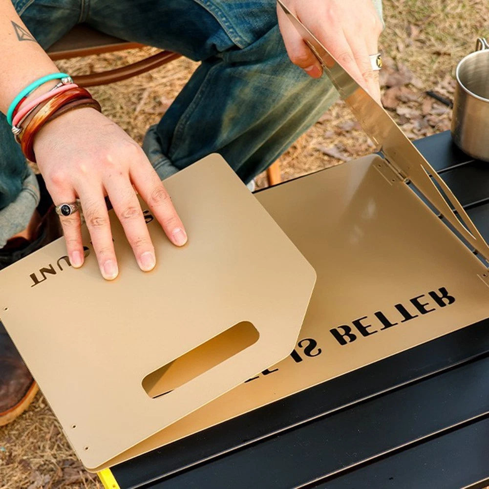 Compact Wind Shield for Camping Stove 3 Panel Aluminum Design with Carry Bag