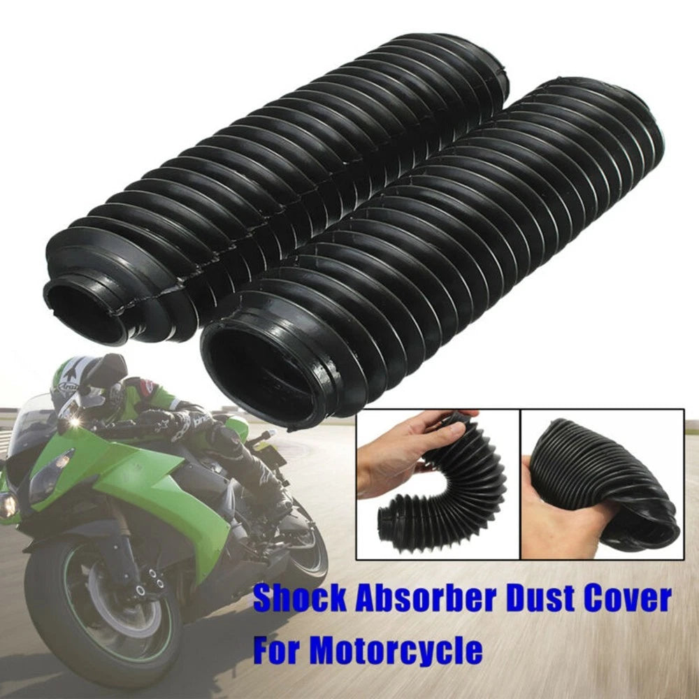 1Pair Black Motorcycle Front Fork Rubber Gaiters Boots for CQR 245x58x39mm