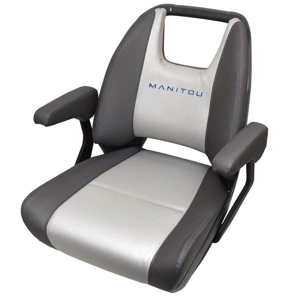 Manitou Pontoon Boat Low Back Captain Chair 3014-0008416 - Gray - Blue