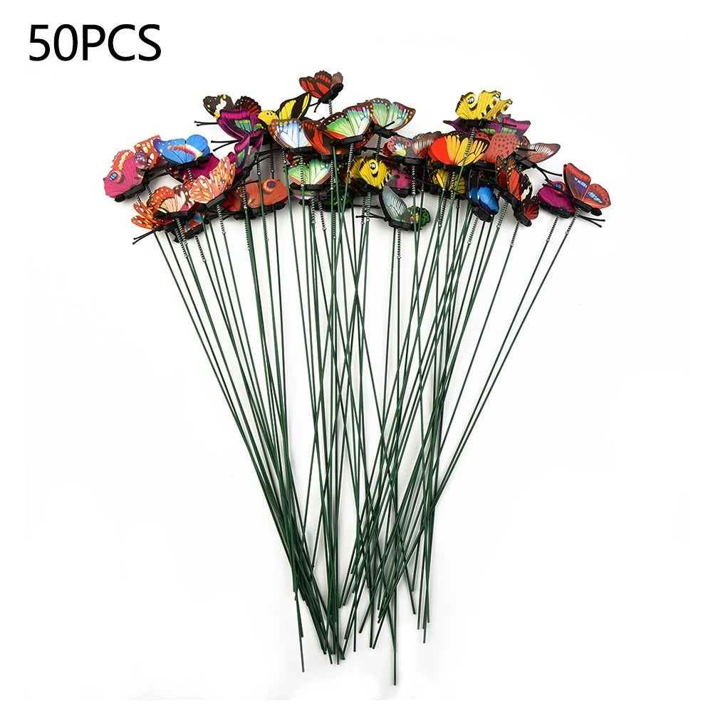 Butterfly Stakes Waterproof Flower Garden Display 25*4cm 50pcs Outdoor