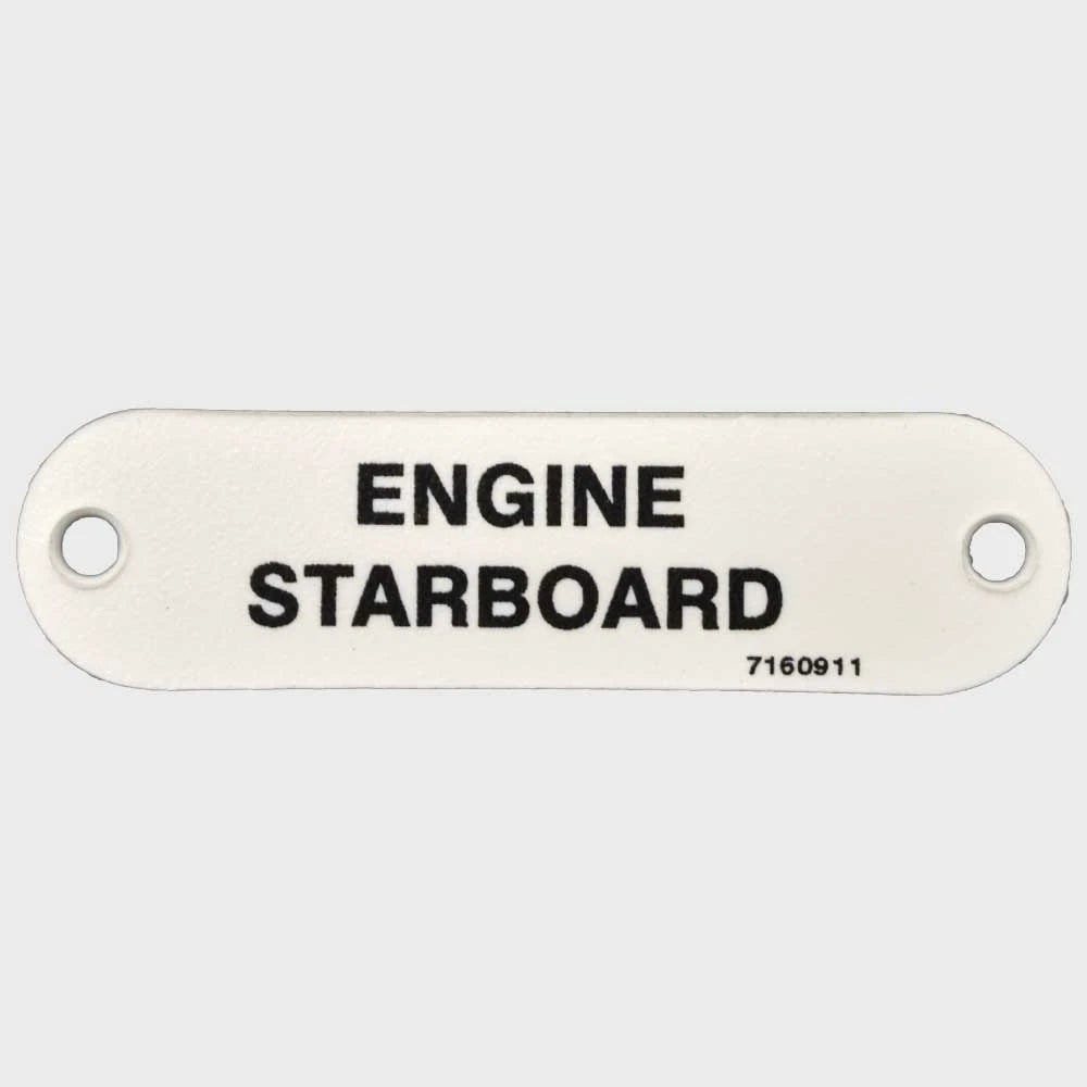 Marquis Boat Label Tag 7160911 - Engine Starboard White Plastic