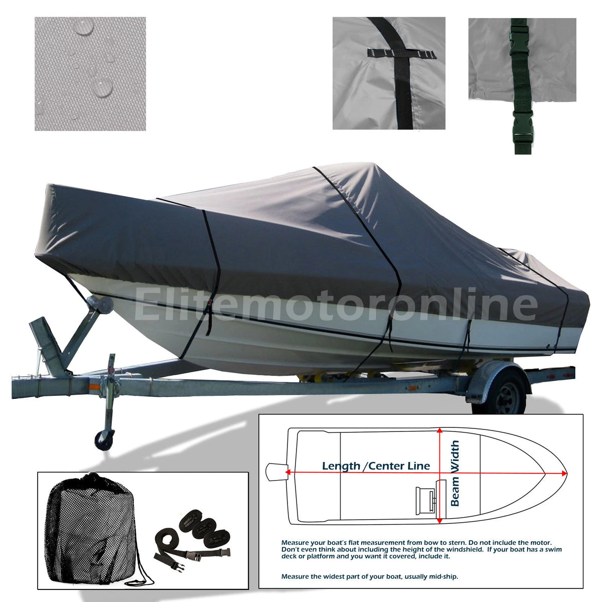 Sea Ray Sundancer 245 Cruiser Cuddy Premium Trailerable Boat Cover Grey Dry-Tech