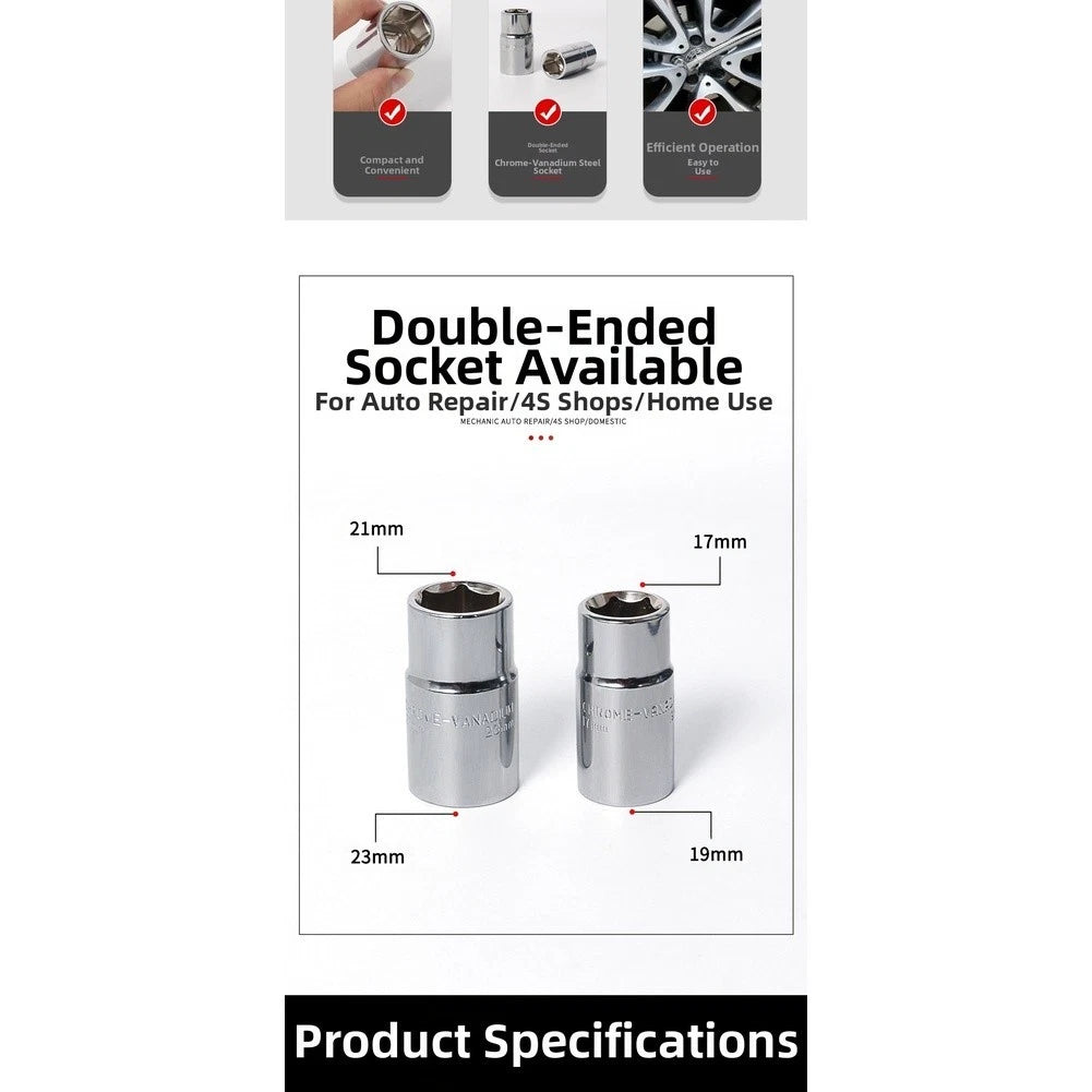 Portable Double Headed Socket Wrench 17 19 21 with Chrome Vanadium Steel Build