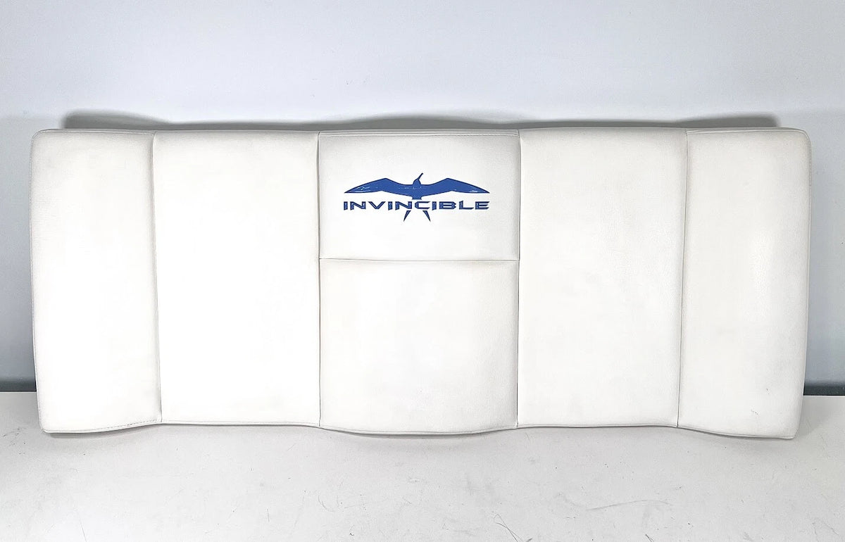 Invincible Boats, Backrest Cushion, 47in X 19in, Blue Invincible Lettering, OEM