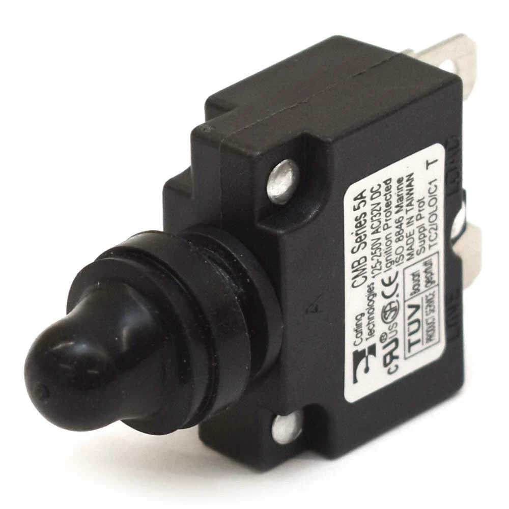 Carling Boat Push-to-Reset Circuit Breaker - with Boot 5A 125-250V AC