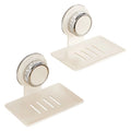 No Drill Bathroom Soap Holder Suction Cup Wall Mounted Storage Shelf Two Pack