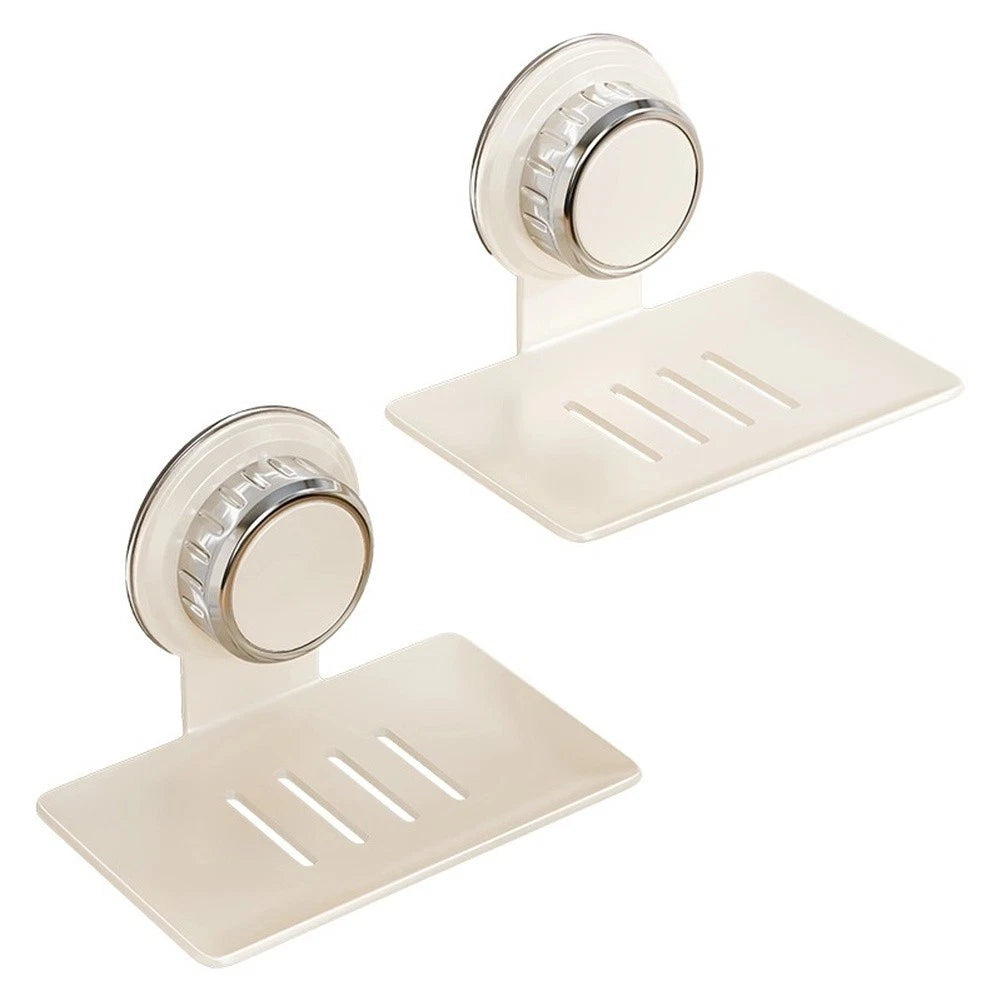 No Drill Bathroom Soap Holder Suction Cup Wall Mounted Storage Shelf Two Pack
