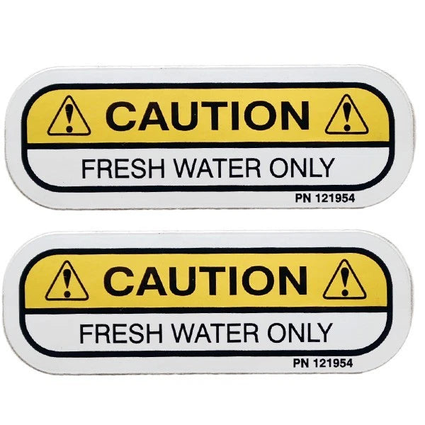 Tracker Boat Caution Decals Sticker - Fresh Water Only (pair)
