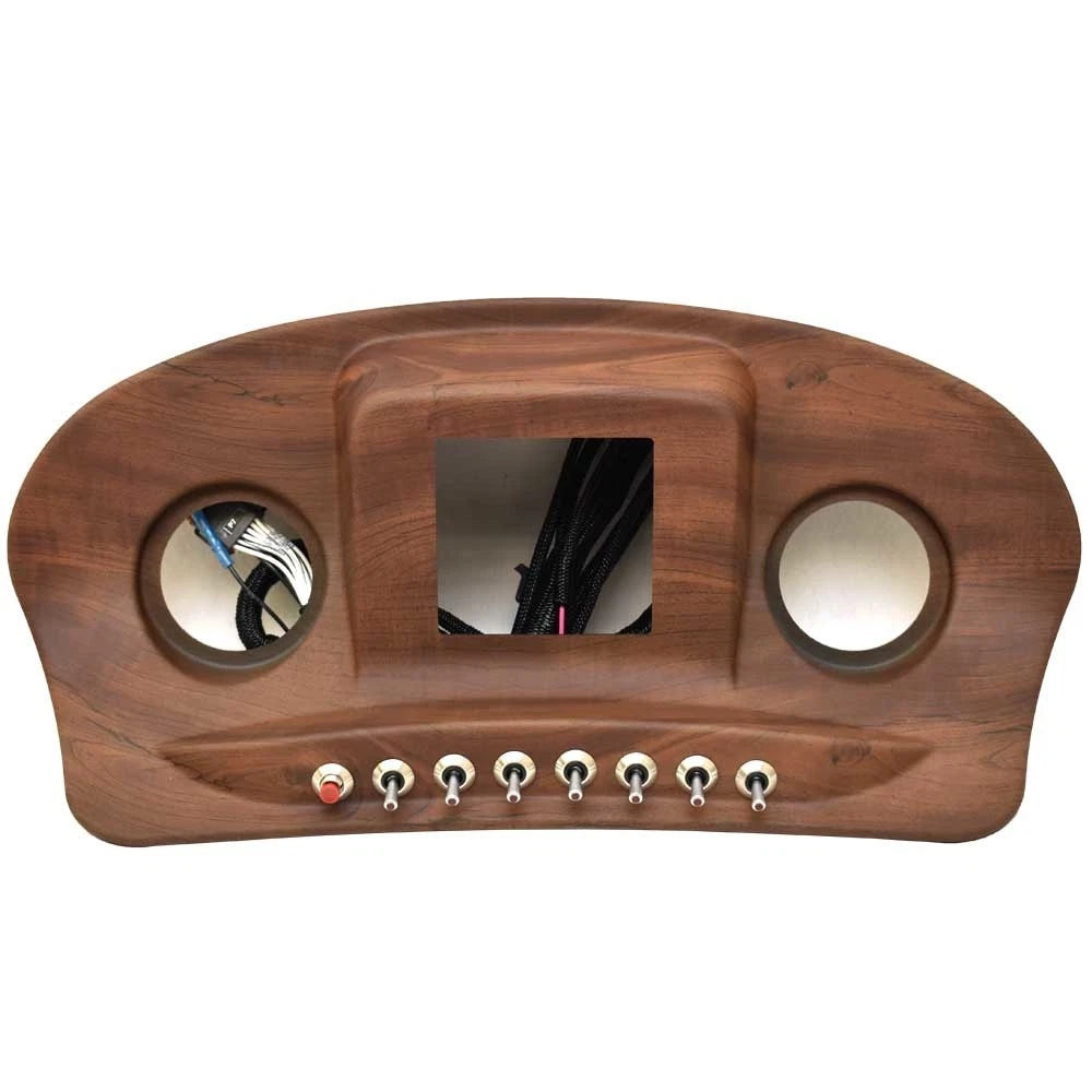 Premier Pontoon Boat Blank Dash Panel - Woodgrain with Toggle Switches