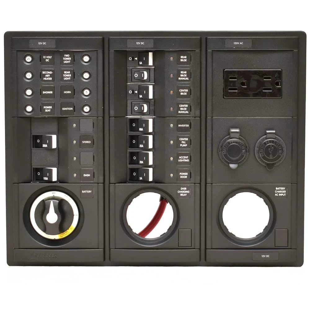 Blue Sea Systems Boat Distribution Panel 3607731 - Malibu 120VAC/12VDC