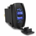Unique Dual USB Charger with ARB Rocker Switch Blue LED Light for Car Boat