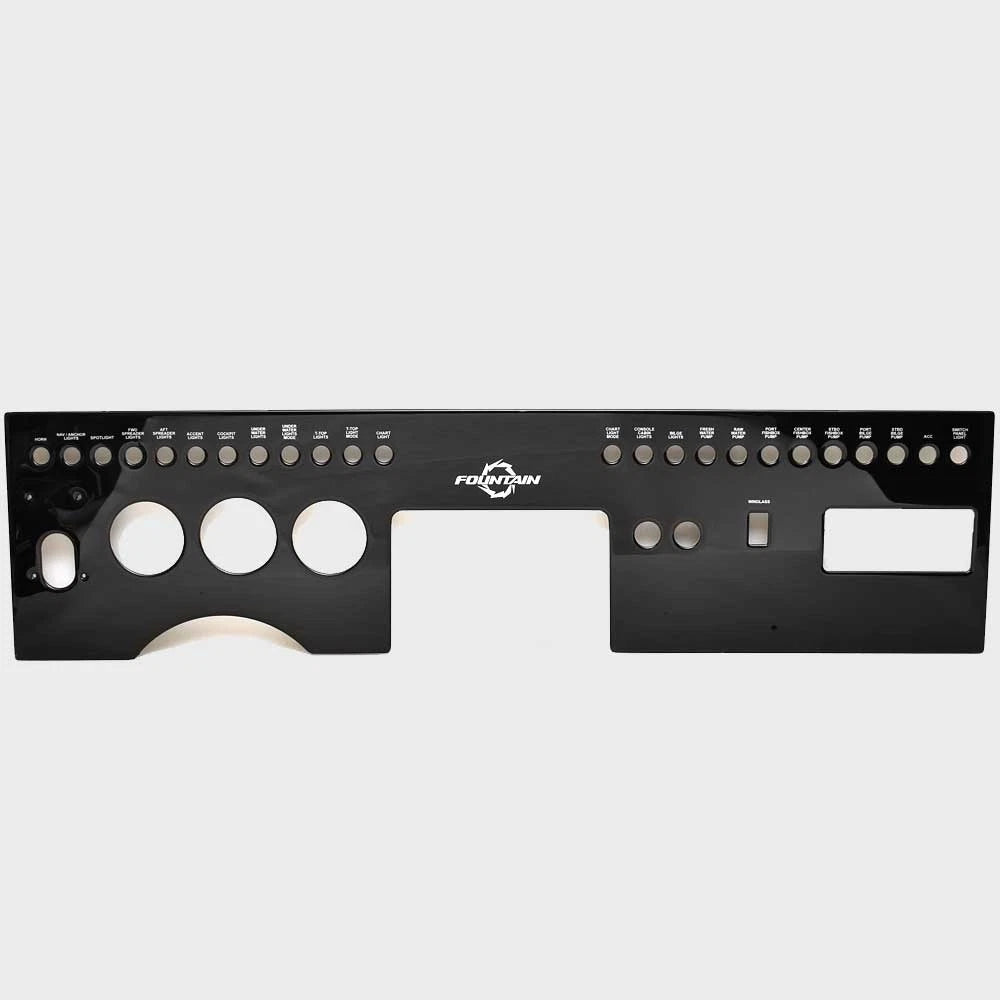 Fountain Boat Blank Gauge Panel - 44 X 11 Inch Black Acrylic