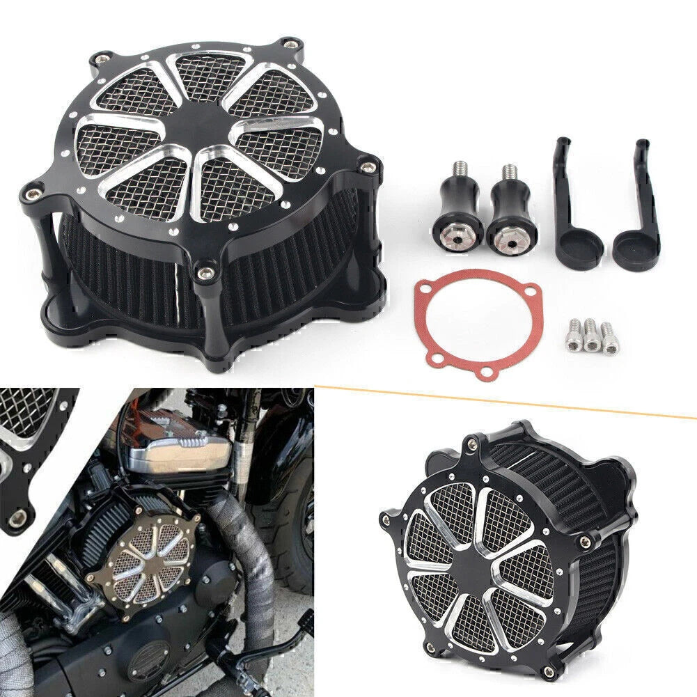 Black Motorcycle Aluminum Air Filter Cleaner for Harley Softail Touring Dyna FXR