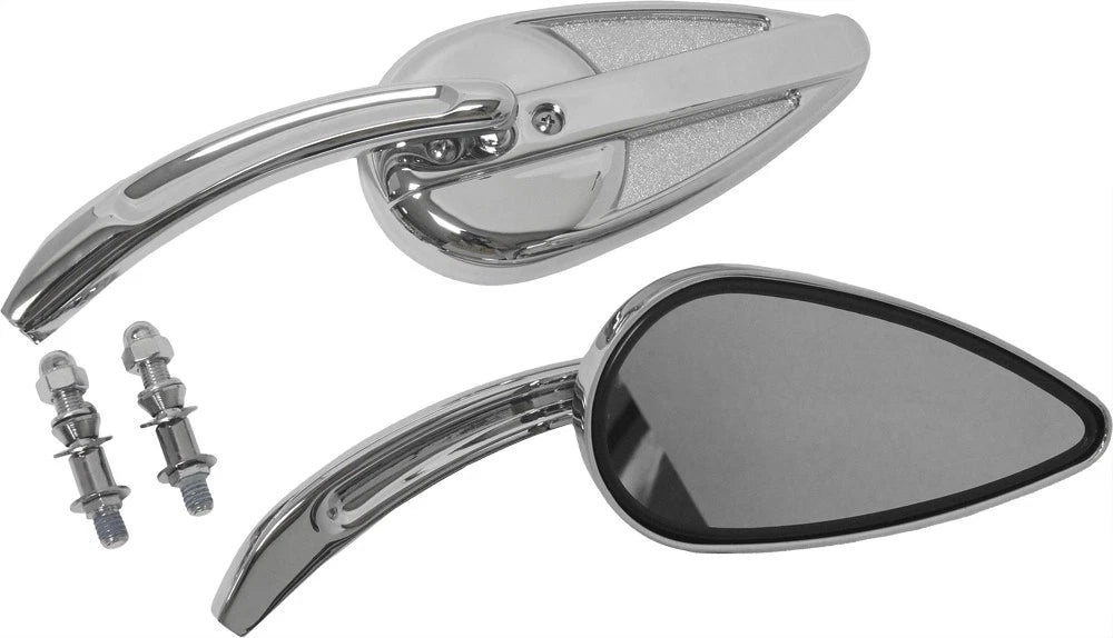 HARDDRIVE Vintage Chrome Side Mirrors for Harley Davidson 2014-2017