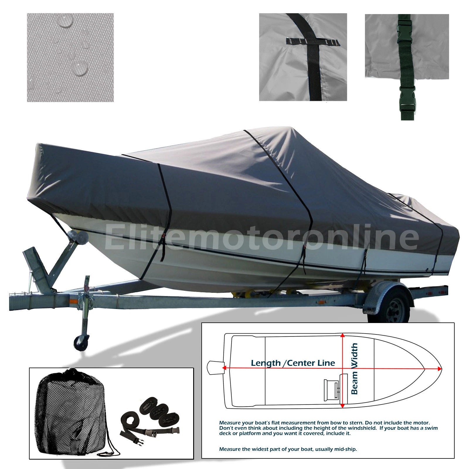 Glastron GS 219 Walk Around Cuddy Cabin I/O Towable Boat Cover Grey Waterproof