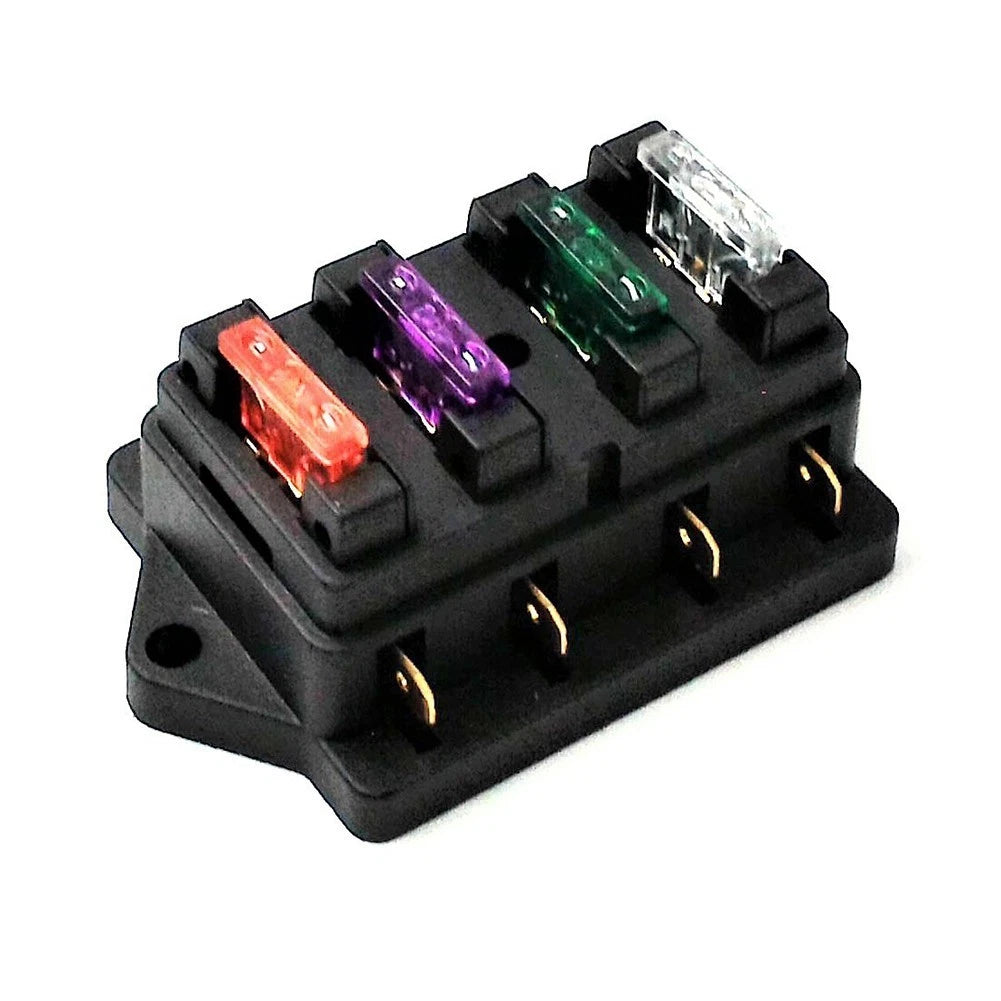 Quality Assured 4 Way Blade Fuse Holder Box for Marine Kit Car Boat 12V 24V