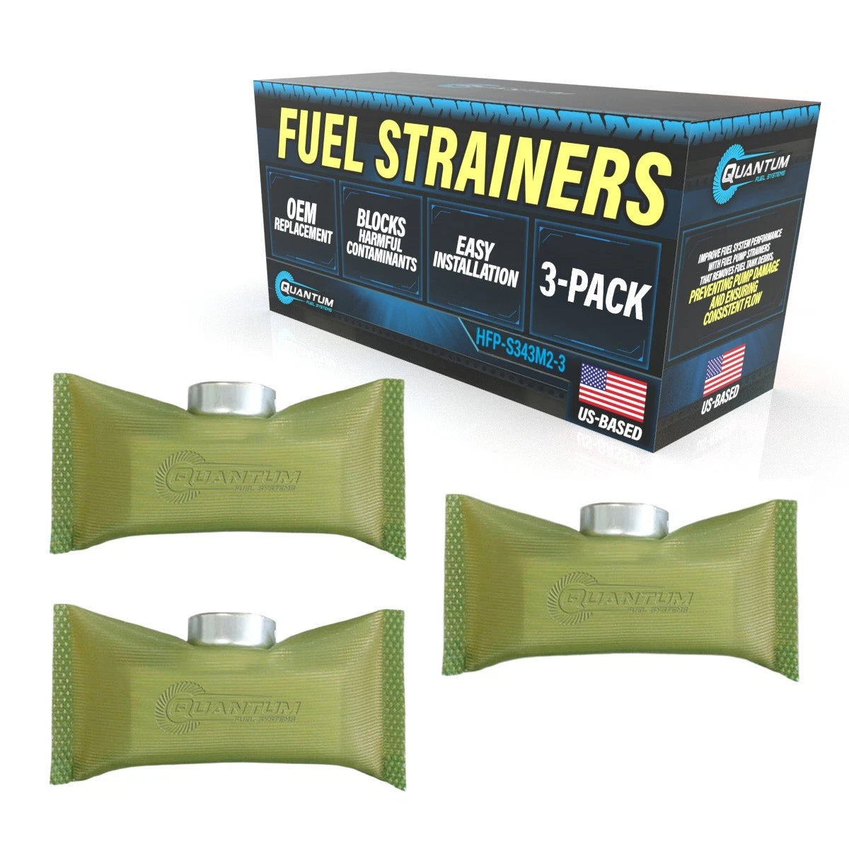 QFS Fuel Pump Filter Strainers [3] for 2011-2017 John Deere Gator 625i 825i ATV