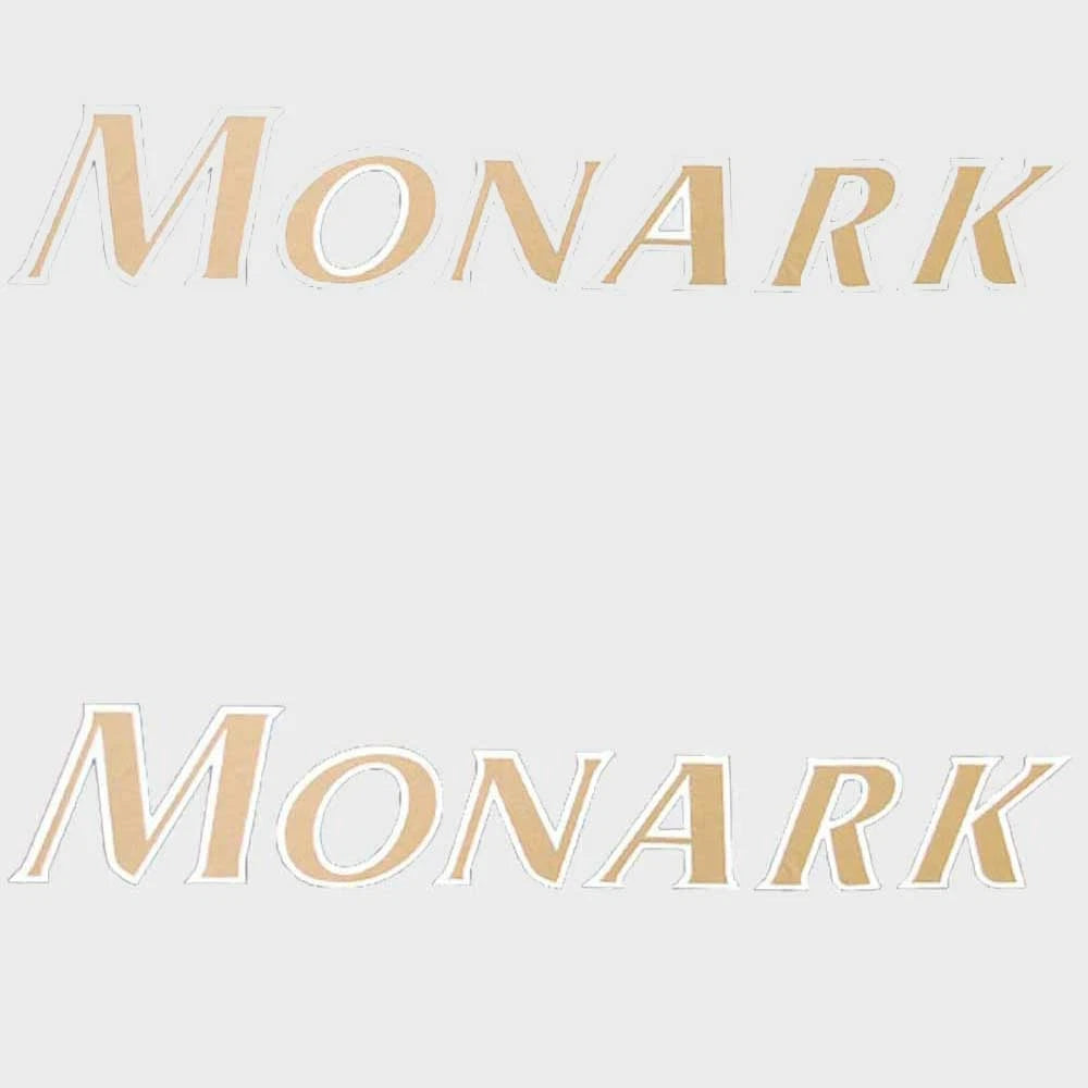 Monark Boat Logo Decals 14631743 - Tan White Stickers (pair)