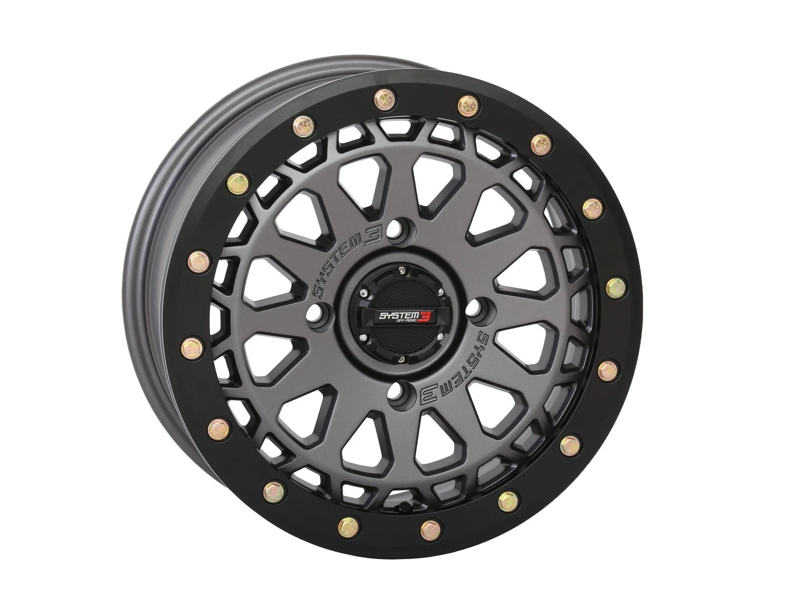 System 3 Sb6 Bl Wheel 15x7 5+2 +38mm Beadlock ATV/UTV Matte Gunmetal Grey