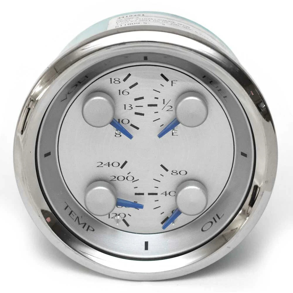 VeeThree Boat Multifunction Gauge 781903PDFB - Metallic Silver - Blue