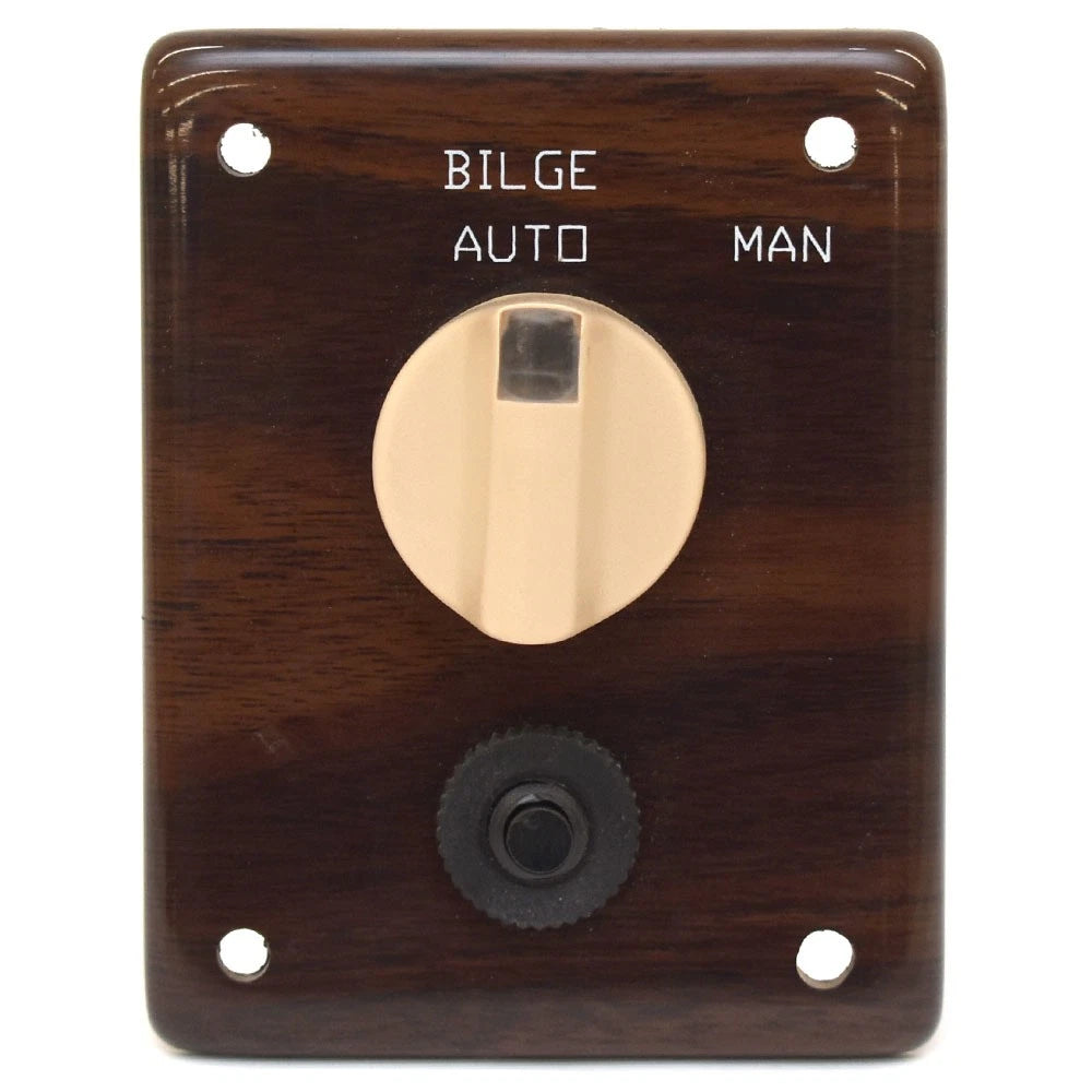 Boat Bilge Switch Panel - 3 X 3 3/4 Inch Faux Woodgrain Illuminated