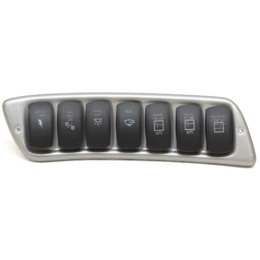 Tracker Boat Rocker Switch Panel - 7-Switch Metallic Silver
