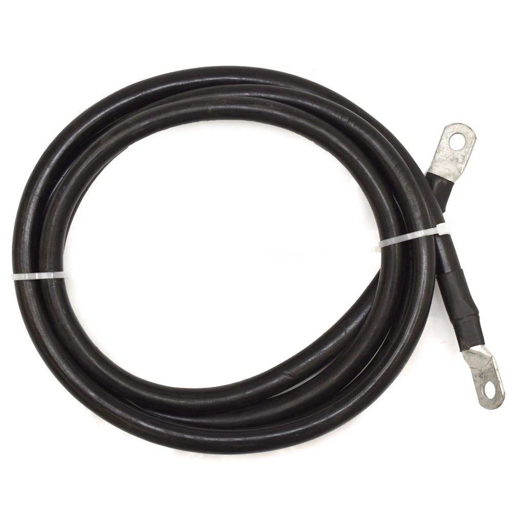 Boat Battery Cable - 2/0 AWG 8 Foot Black Wire 3/8 Inch Lugs