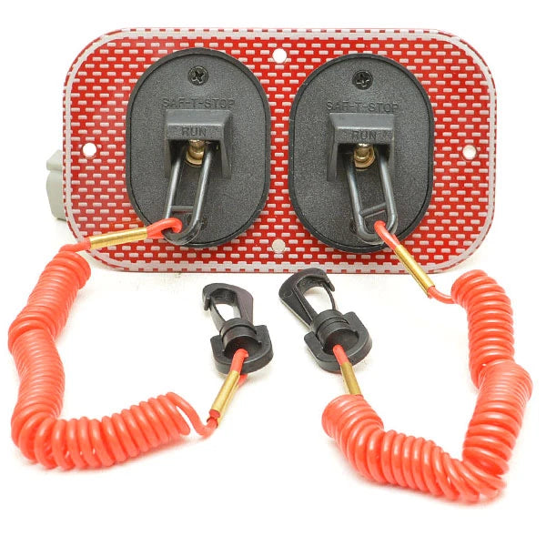 Wellcraft Boat Dual Kill Switch Panel 025-4134 - Red Aluminum