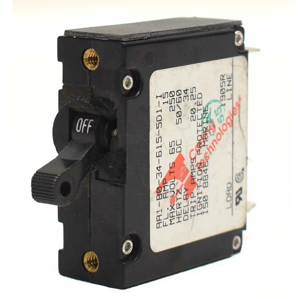 Carling Boat 15A Breaker Switch AA1-B0-34-615- 5D1-I - Four Winns Black