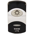 Boat Rocker Switch Plate - Swim Lights Silver Black Plastic 2 X 1 Inch