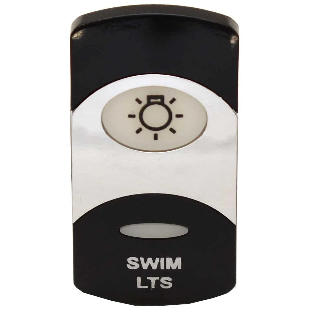 Boat Rocker Switch Plate - Swim Lights Silver Black Plastic 2 X 1 Inch