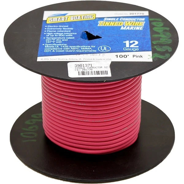Smart Boat Marine Wire 201770 - 12 AWG Pink Tinned Copper (100 FT)