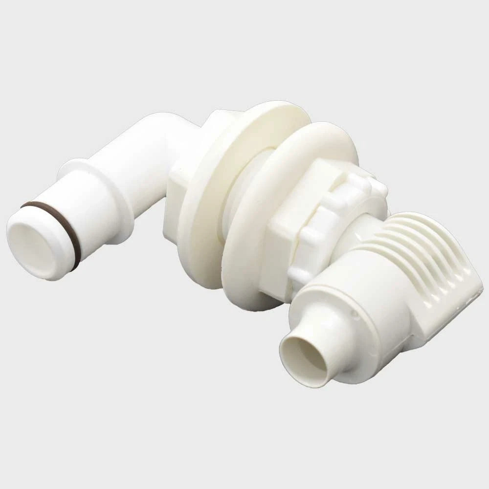 Hurricane Boat Thru Hull with Valve - 3/4 Inch White Plastic