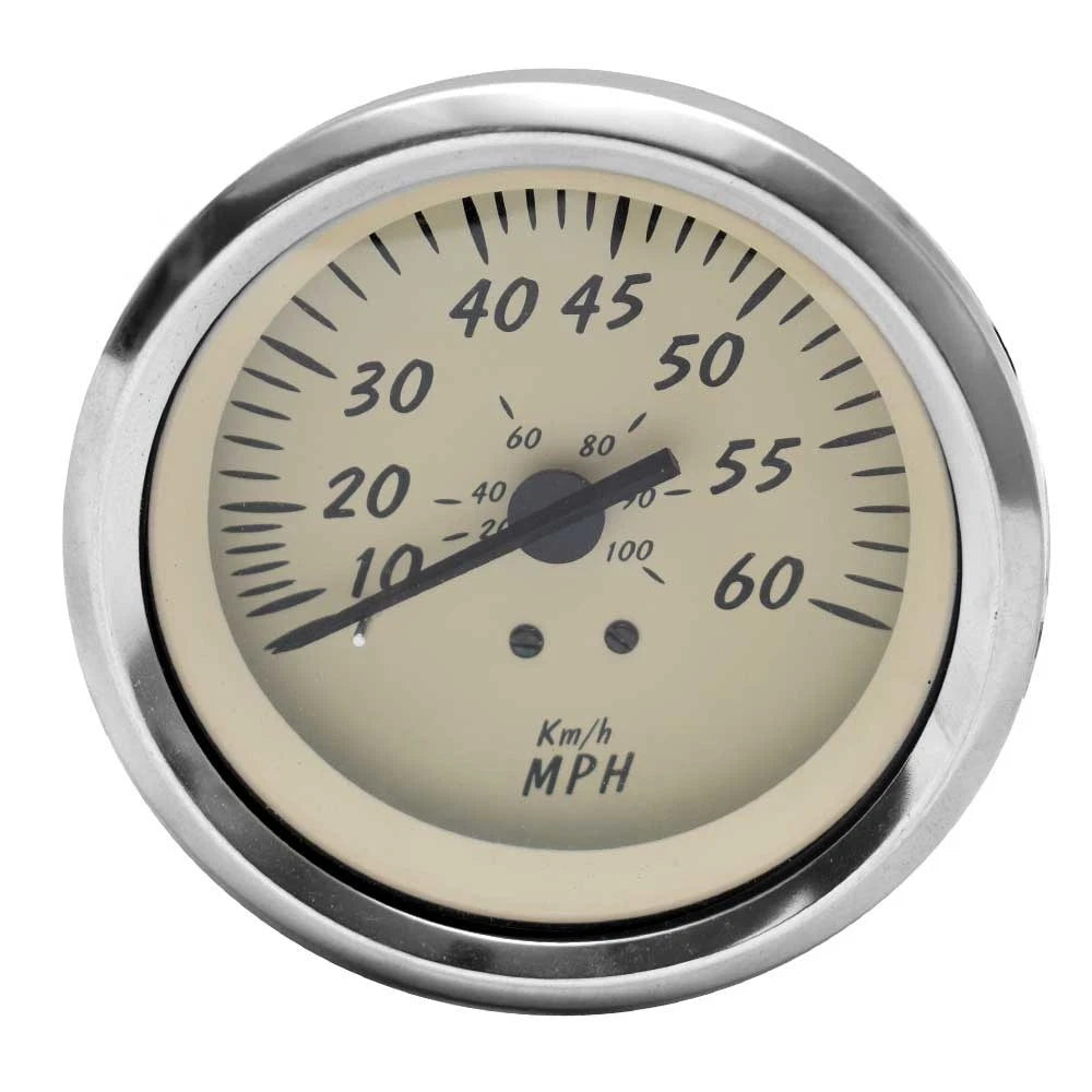 Teleflex Boat Speedometer Gauge 66938 - 3 1/4 Inch Off White Silver