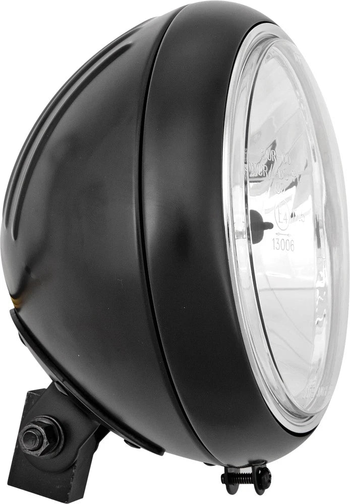 HARDDRIVE 7 Inch Headlight Grooved 60/55W Black for V-Twin Motorcycles