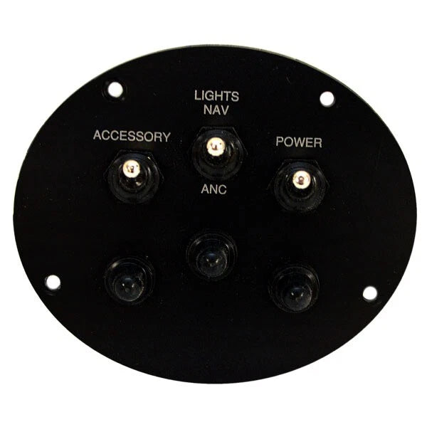 Boat Switch Panel - Bass Pontoon 5 X 4 1/2 Inch Black Plastic